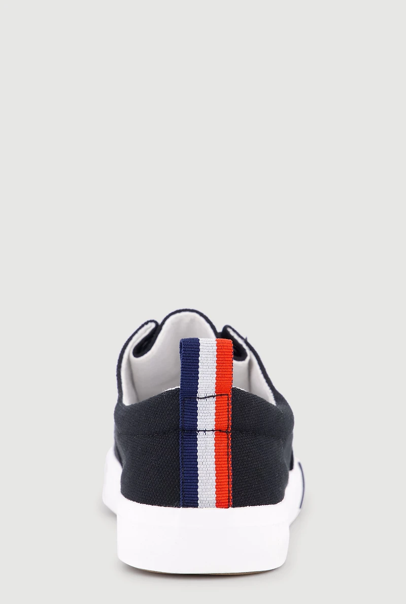 Stripe Detail Canvas Low Top Sneakers