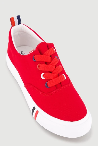 Stripe Detail Canvas Low Top Sneakers