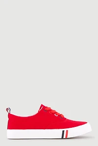 Stripe Detail Canvas Low Top Sneakers