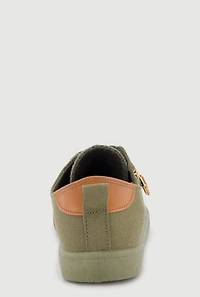 Zipper Detail Lace Up Low Top Sneakers