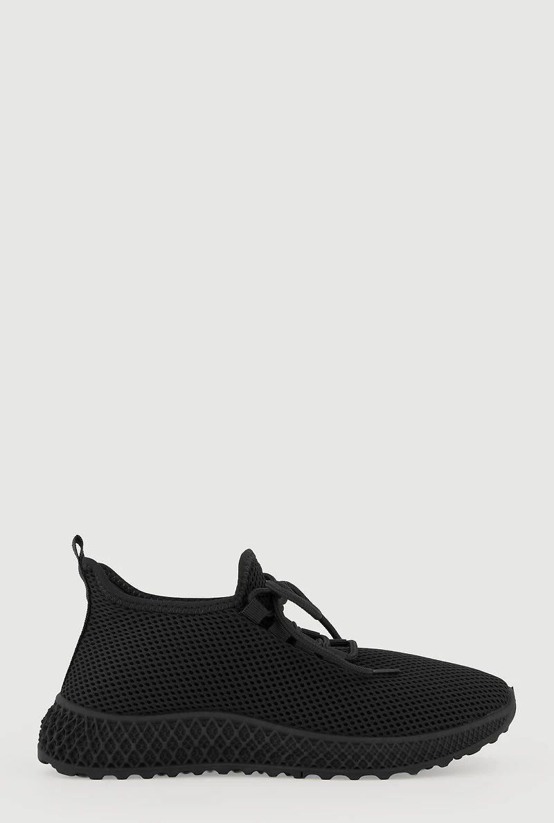 Textured Knit Lace Up Low Top Sneakers
