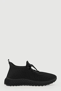 Textured Knit Lace Up Low Top Sneakers
