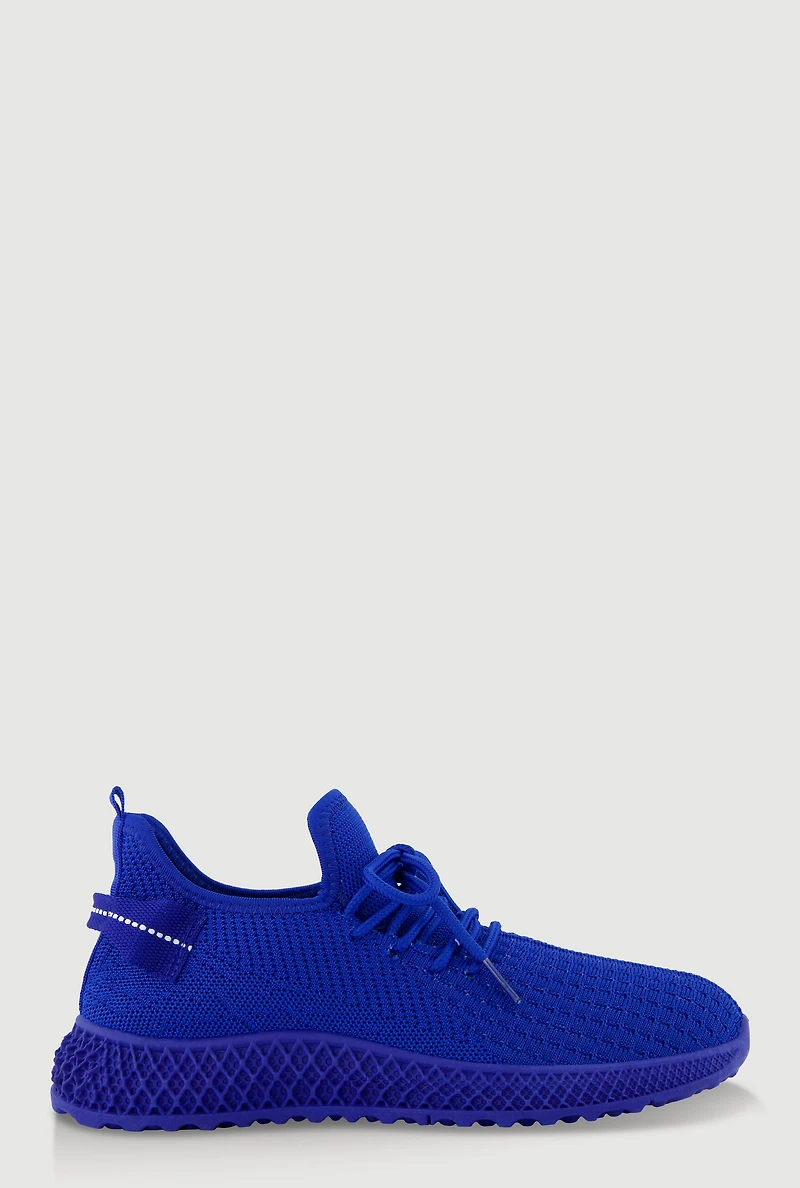Textured Knit Low Top Lace Up Sneakers