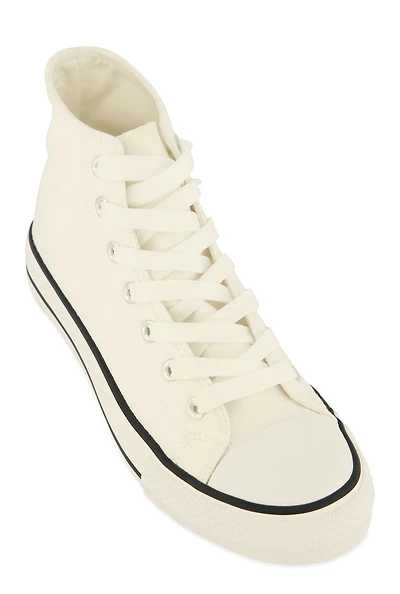 Womens Canvas High Top Lace Up Sneakers, White, Size 12
