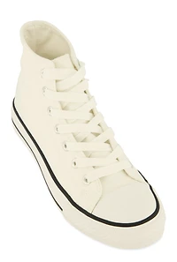 Womens Canvas High Top Lace Up Sneakers, White,