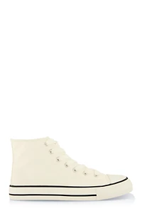 Womens Canvas High Top Lace Up Sneakers, White,