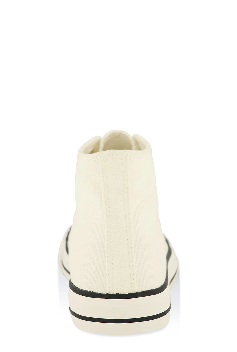 Womens Canvas High Top Lace Up Sneakers, White,