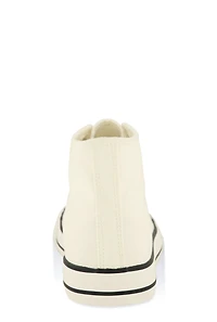 Womens Canvas High Top Lace Up Sneakers, White,