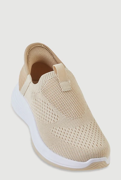 Textured Knit Low Platform Slip On Sneakers