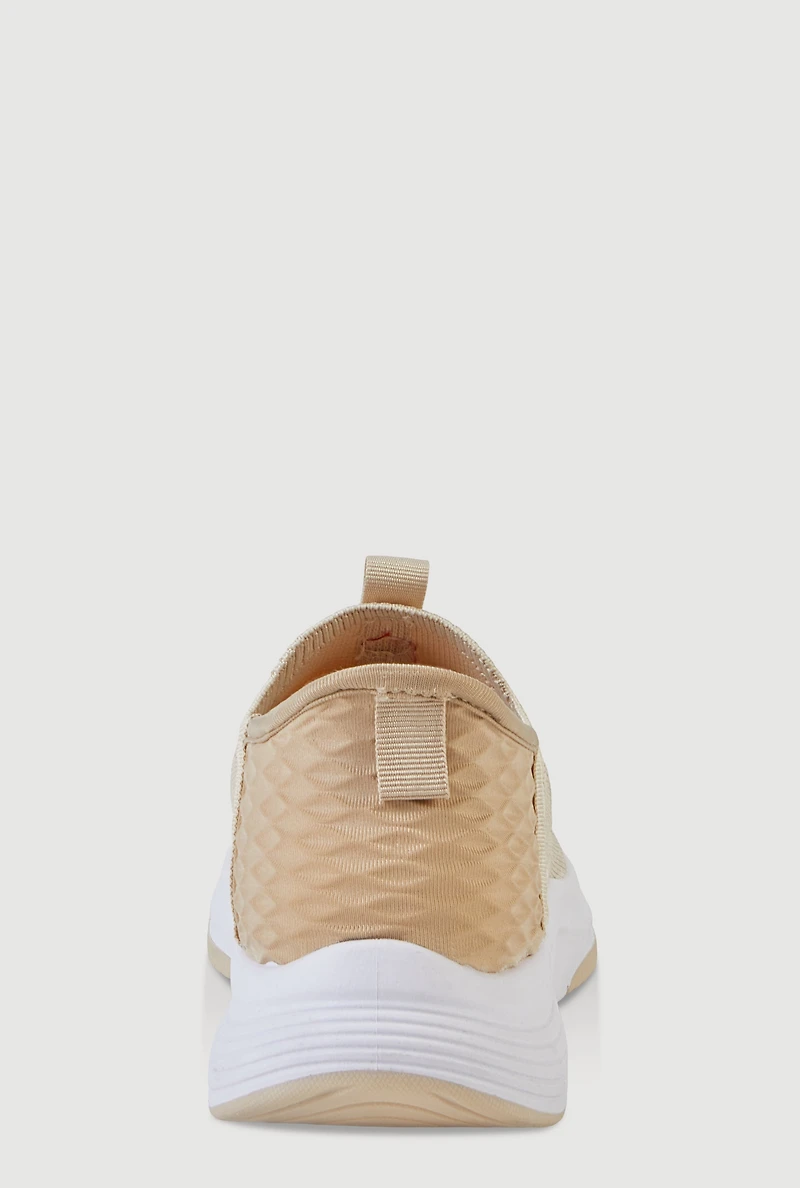 Textured Knit Low Platform Slip On Sneakers