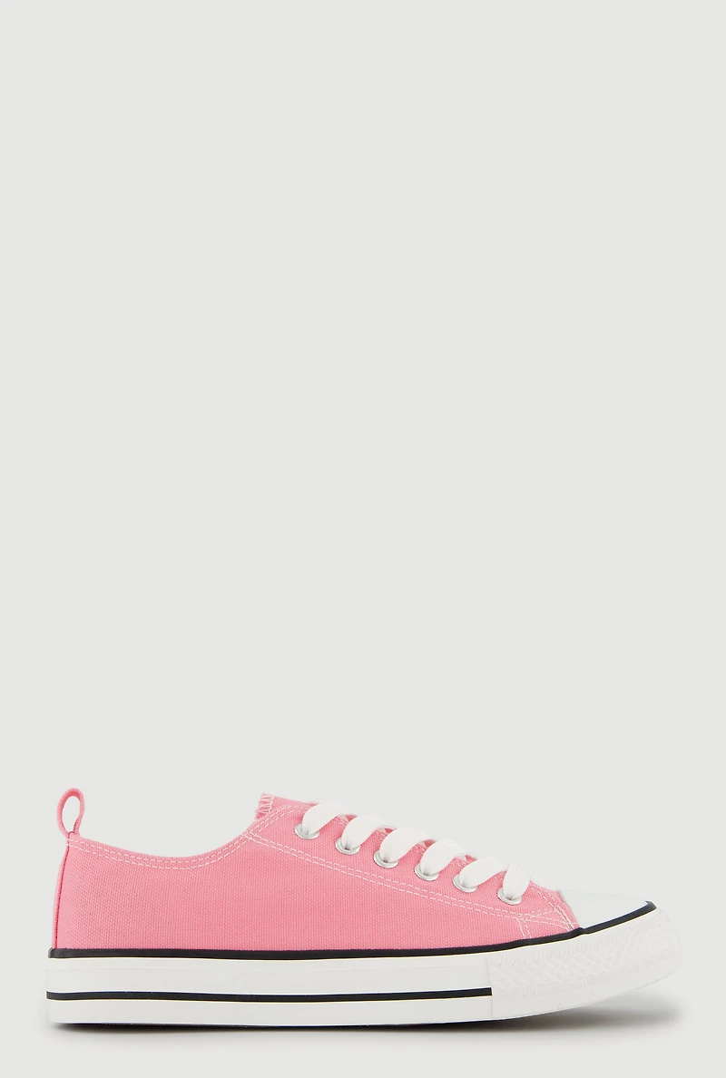 Cap Toe Low Top Lace Up Sneakers