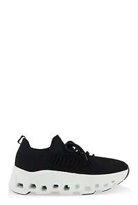 Womens Textured Knit Cut Out Sole Slip On Sneakers, Black, Size 10