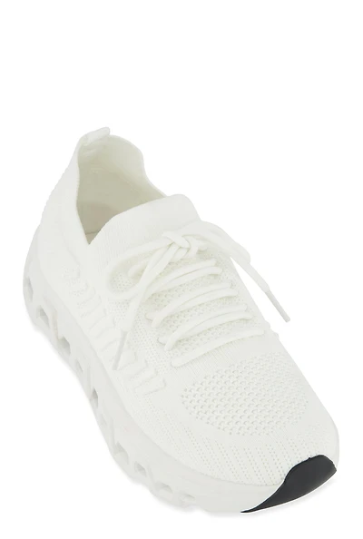 Womens Textured Knit Cut Out Sole Slip On Sneakers, White, Size 8