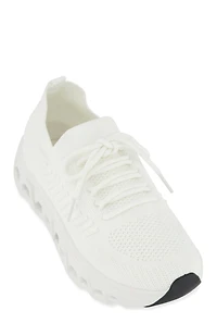 Womens Textured Knit Cut Out Sole Slip On Sneakers, White, Size 8
