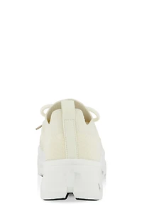 Womens Textured Knit Cut Out Sole Slip On Sneakers, Beige,