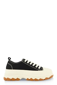 Womens Platform Canvas Sneakers, Black, Size 9