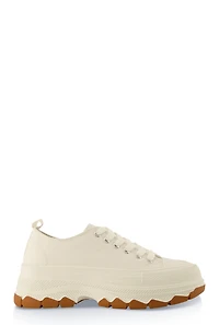 Womens Platform Canvas Sneakers, White, Size 9