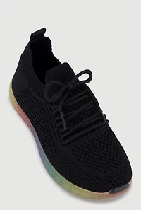 Textured Knit Lace Up Sneakers