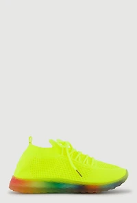 Textured Knit Lace Up Sneakers