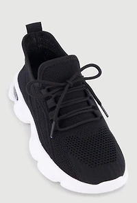 Textured Knit Lace Up Athletic Sneakers