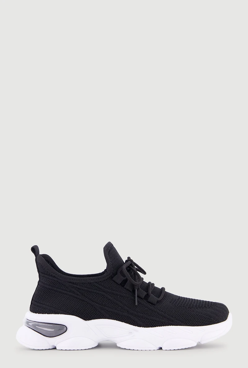 Textured Knit Lace Up Athletic Sneakers
