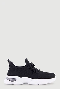 Textured Knit Lace Up Athletic Sneakers