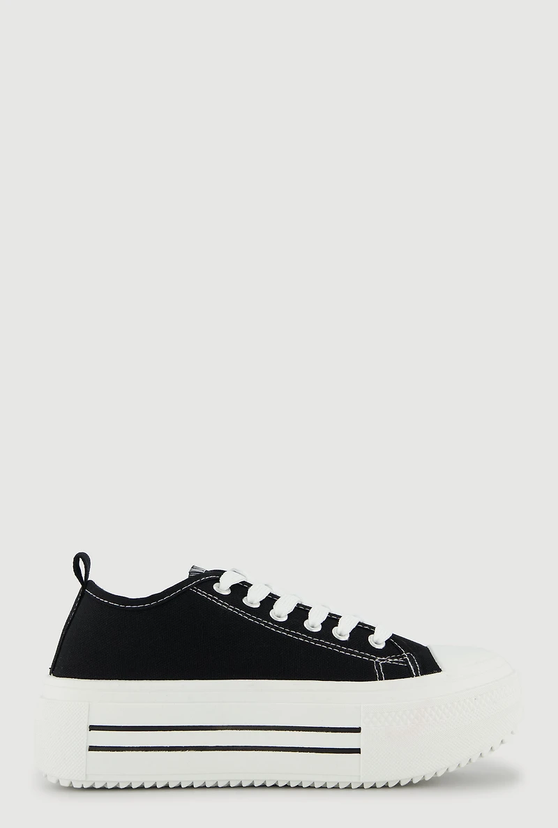 Lace Up Low Top Platform Sneakers
