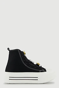 Tulle Lace Up Charm Platform High Top Sneakers