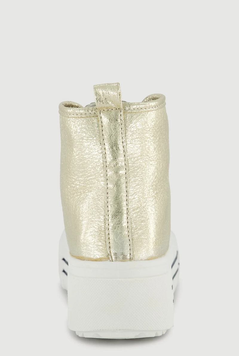 Tulle Lace Up Charm Platform High Top Sneakers