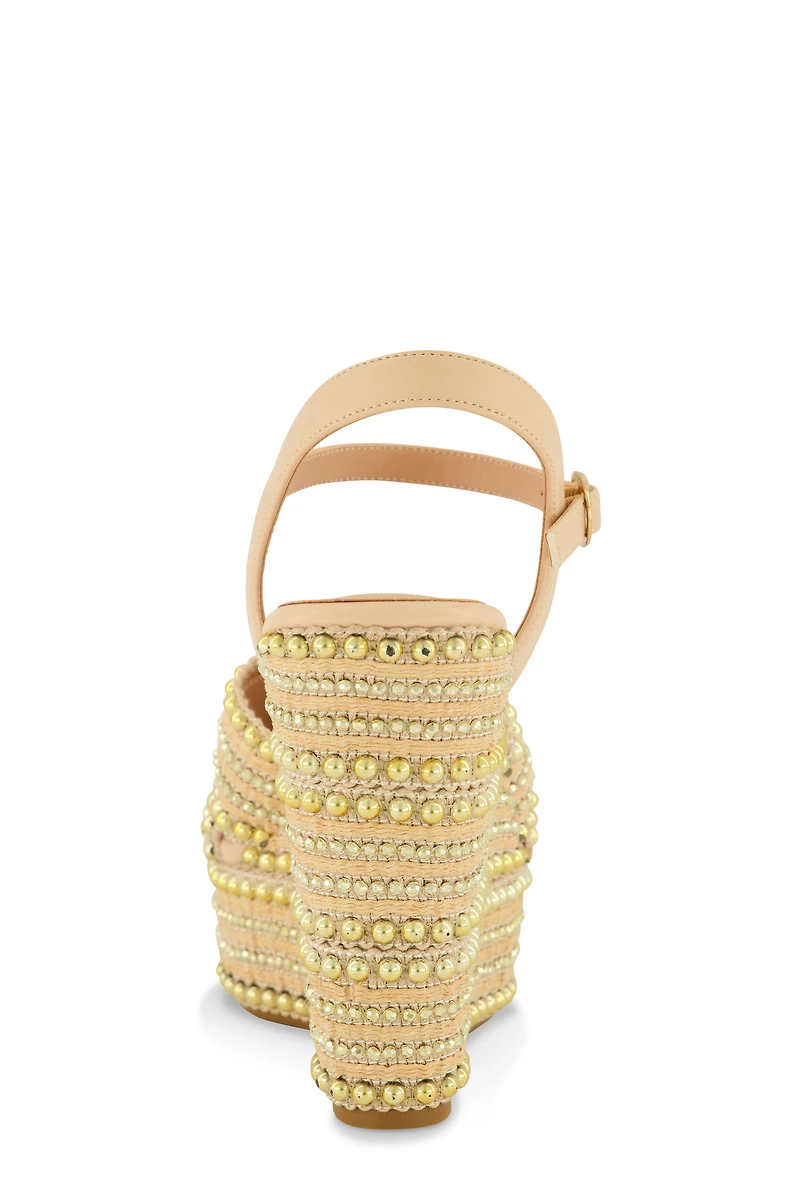 Embellished Open Toe Wedges