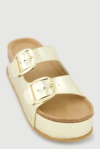 Double Band Platform Footbed Sandals