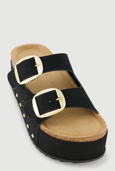 Double Band Platform Footbed Sandals