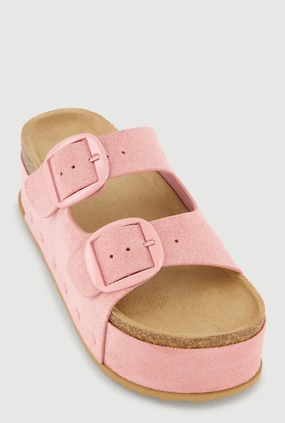 Double Band Platform Footbed Sandals