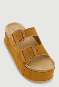 Double Band Platform Footbed Sandals