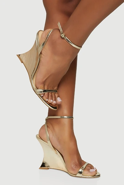 Open Toe Ankle Strap Ultra High Heel Wedge Sandals