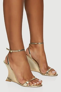 Open Toe Ankle Strap Ultra High Heel Wedge Sandals
