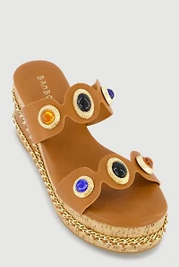Charm Double Band Threaded Chain Detail Wedges