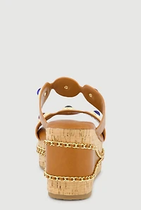 Charm Double Band Threaded Chain Detail Wedges