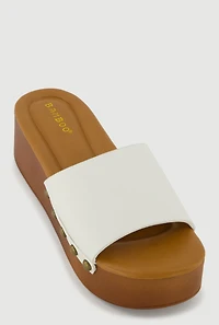 Metallic Studded Trim Open Toe Platform Sandals
