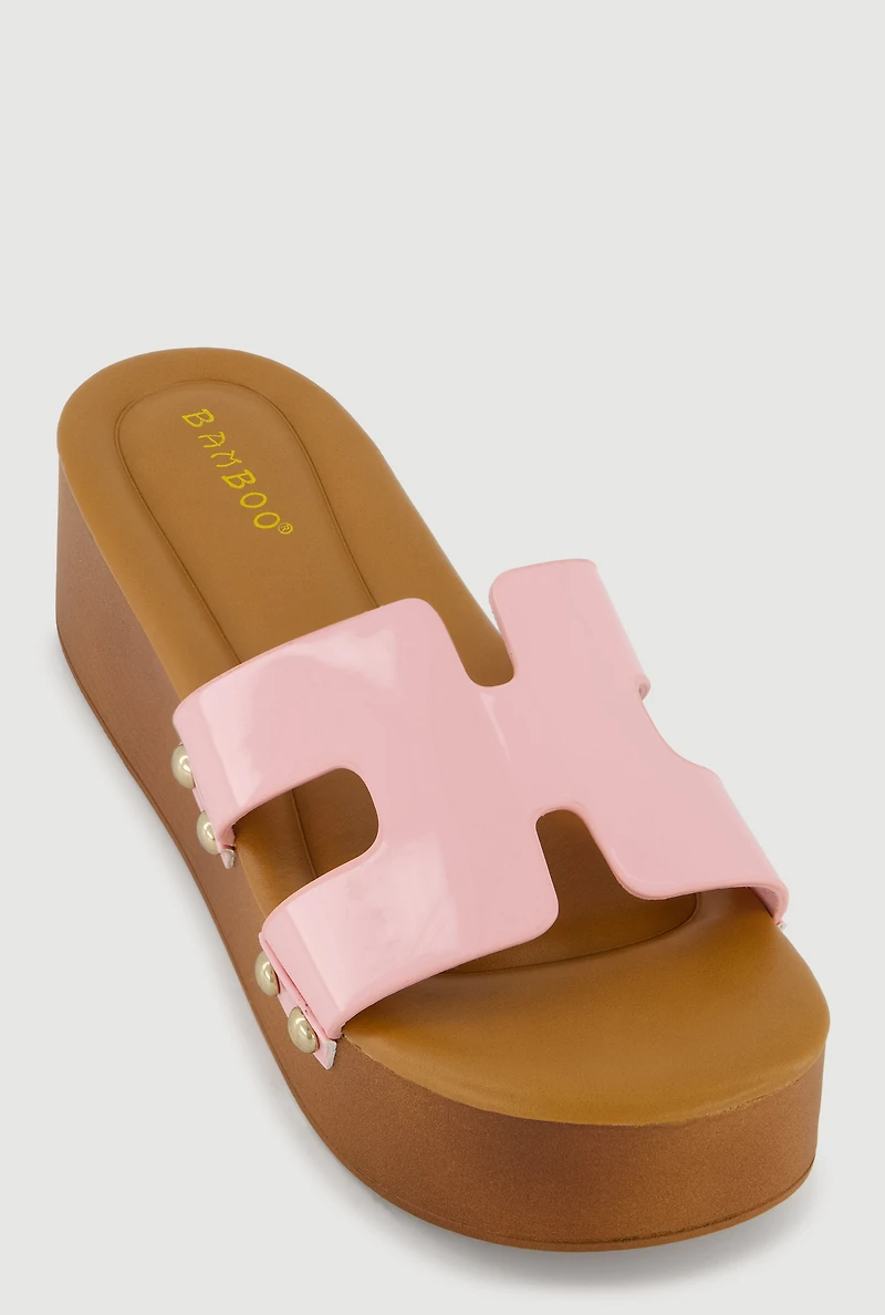 H Band Metallic Detail Platform Sandals