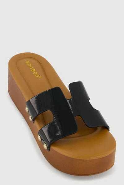 H Band Metallic Detail Platform Sandals