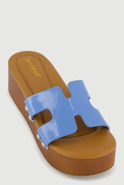 H Band Metallic Detail Platform Sandals