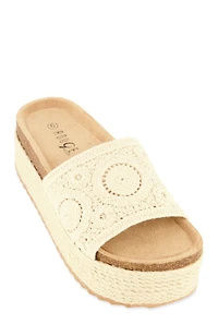 Crochet Band Platform Slide Sandals