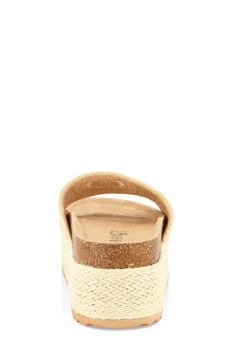 Womens Crochet Band Platform Slide Sandals, Brown, Size 10