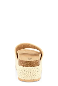 Womens Crochet Band Platform Slide Sandals, Brown, Size 10