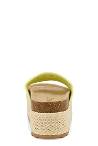 Womens Crochet Band Platform Slide Sandals, Yellow, Size 9