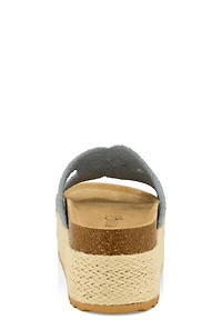 Womens Floral Crochet H Band Platform Footbed Sandals,