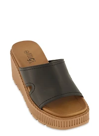 Single Band Slide Platform Wedge Sandals