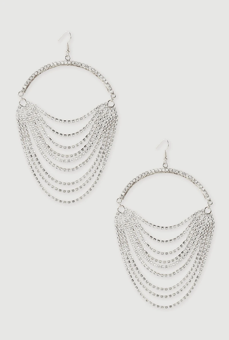Layered Rhinestone Drop Earrings