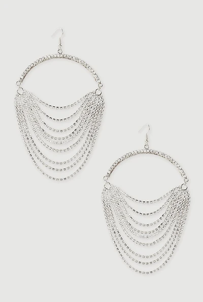 Layered Rhinestone Drop Earrings